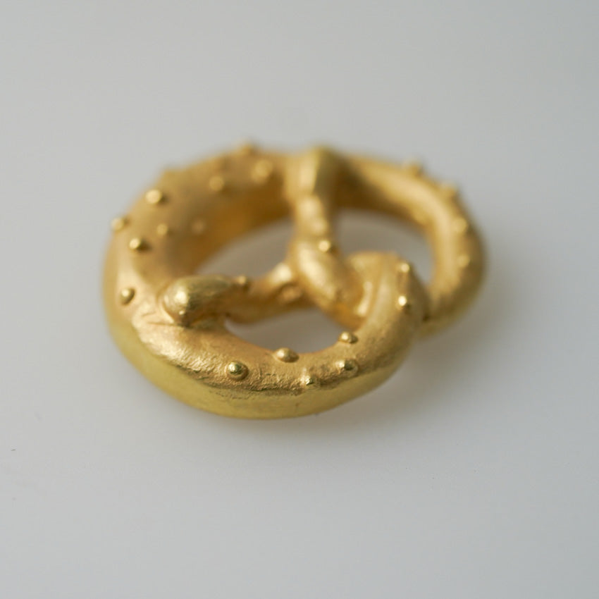 Octoberfest Gold Pretzel Necklace Pendant by DANIEL HILLER