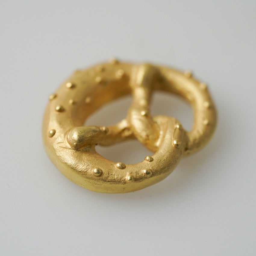 Octoberfest Gold Pretzel Necklace Pendant by DANIEL HILLER
