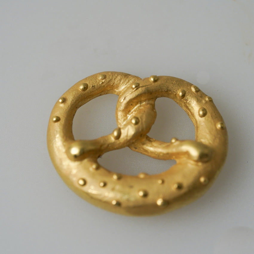 Octoberfest Gold Pretzel Necklace Pendant by DANIEL HILLER