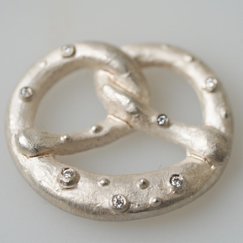 Octoberfest Pretzel Sterling Silver Necklace Pendants w/o Diamonds by DANIEL HILLER