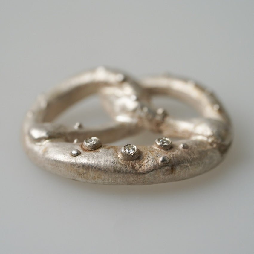 Octoberfest Pretzel Sterling Silver Necklace Pendants w/o Diamonds by DANIEL HILLER