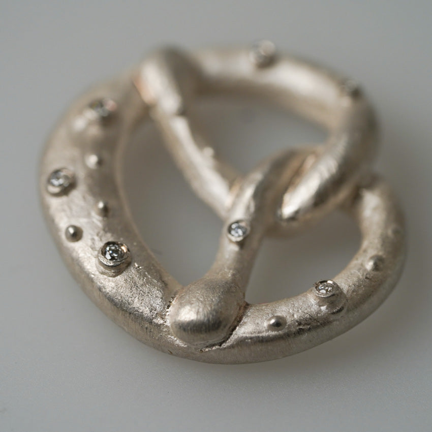 Octoberfest Pretzel Sterling Silver Necklace Pendants w/o Diamonds by DANIEL HILLER