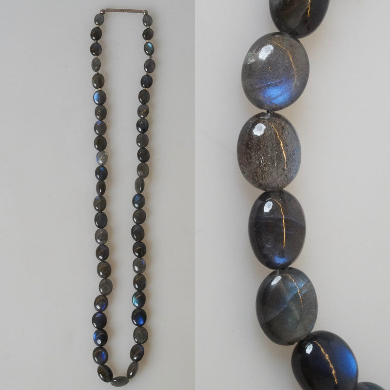 Labradorite with white gold closure