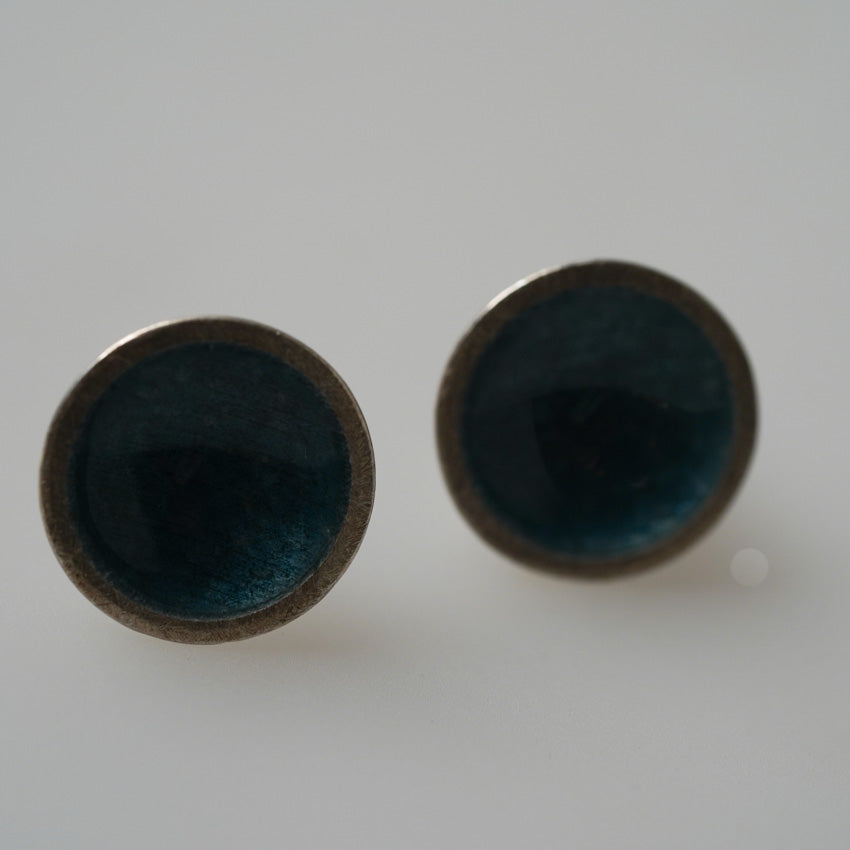 Enameled Sterling Silver Earrings by ELGIN FISCHER