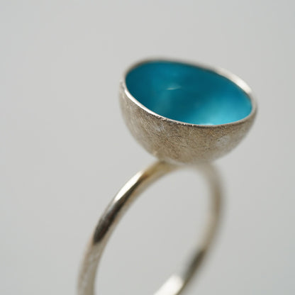 Sterling Silver Saucer Ring Enameled in Sky Blue by our guest artist ELGIN FISCHER