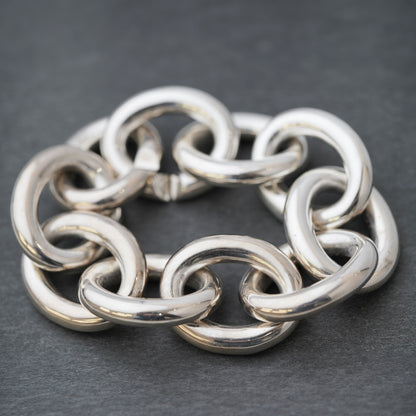 Sterling Silver Round Large  Chain Bracelet by Katrin Grosse