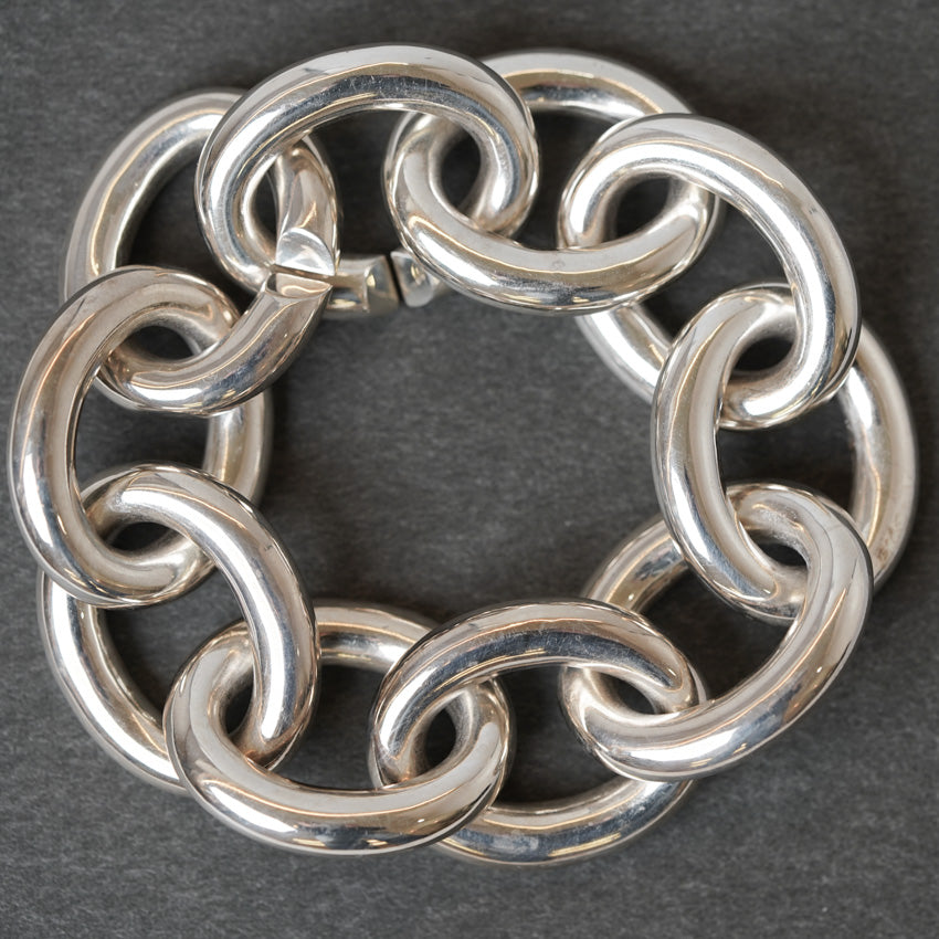 Sterling Silver Round Large  Chain Bracelet by Katrin Grosse