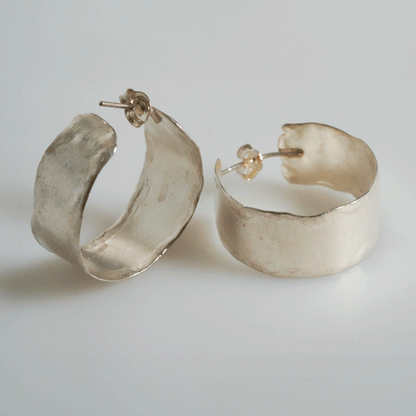 Raw Fine Silver Loop Earrings by MJC