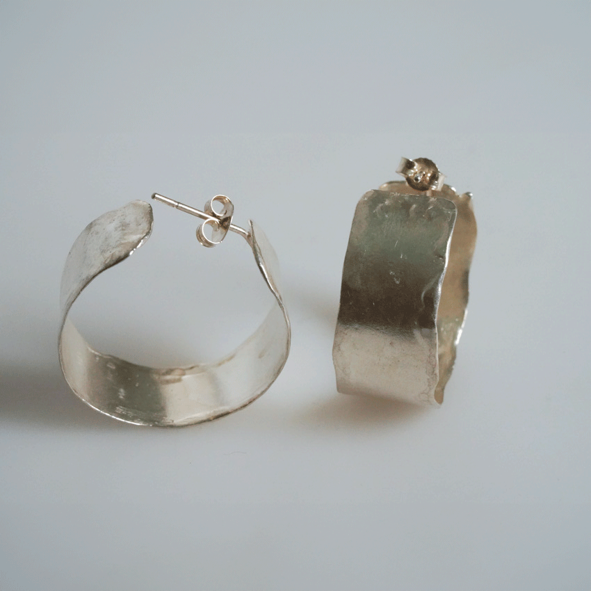 Raw Fine Silver Loop Earrings by MJC