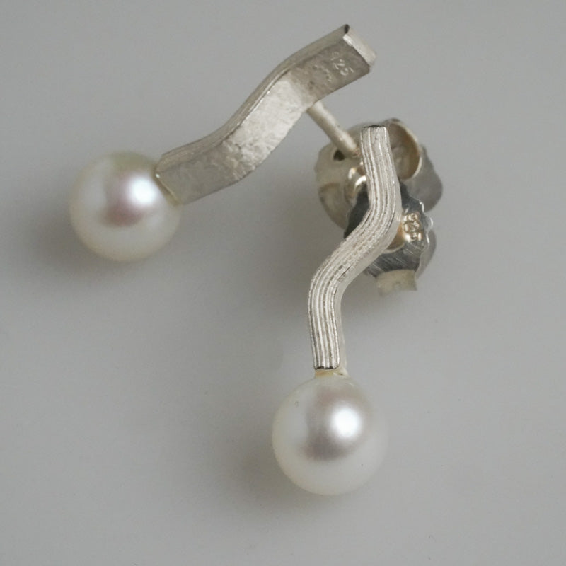 Sterling Silver Earrings with Pearls by PETRA DOEMLING