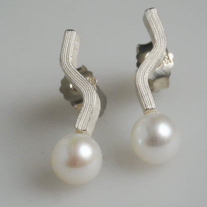 Sterling Silver Earrings with Pearls by PETRA DOEMLING