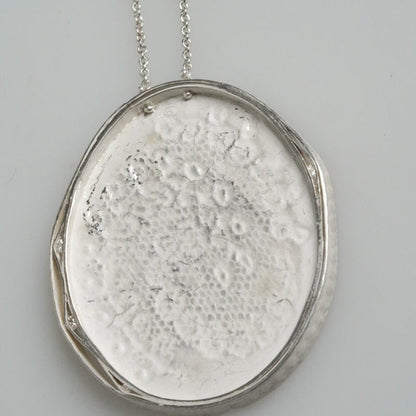 Sterling Silver Necklace Pendant with Diamonds by PETRA DOEMLING