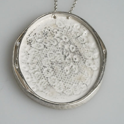 Sterling Silver Necklace Pendant with Diamonds by PETRA DOEMLING