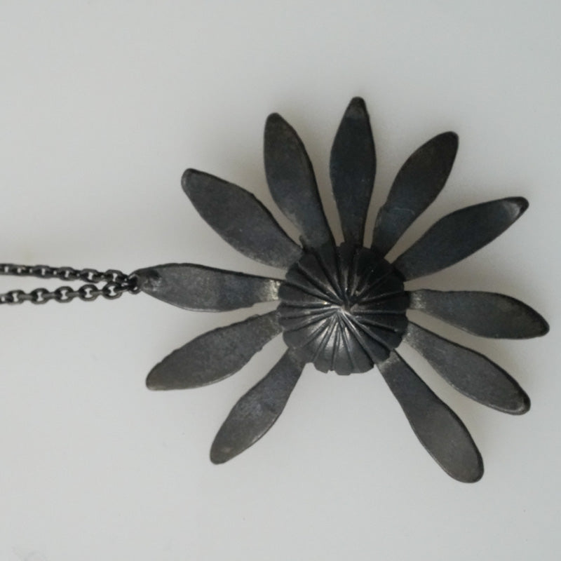 Sterling Silver Darkened Daisy Necklace by STEFFI KALINA